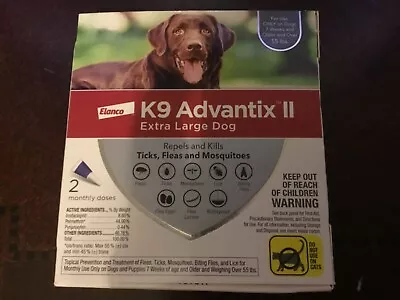 K9 Advantix II Flea & Tick Prevention For Extra Large Dogs Over 55 Lbs 2 Doses  • $20