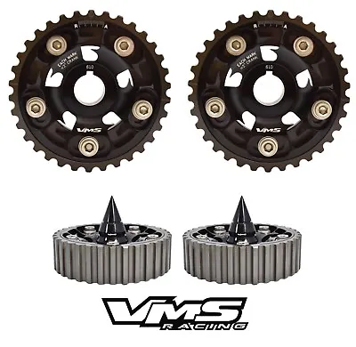 Black Vms Racing Adjustable Cam Gears + Spiked Bolts For Honda Prelude H22 H22a • $124.88