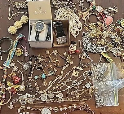 Massive 4 Pounds Lot Of Mixed Jewelry Crafts Uncountable Vintage Junk Drawer • £96.50