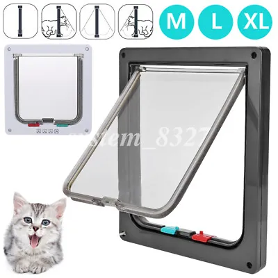 £11.85 • Buy 4 Way Pet Door Cat Puppy Dog Magnetic Lock Lockable Safe Flap Door Frame