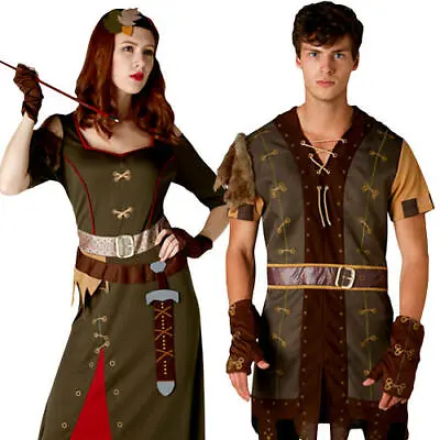 £23.99 • Buy Robin Hood Adult Fancy Dress Medieval Hunter Marion Mens Ladies Book Day Costume