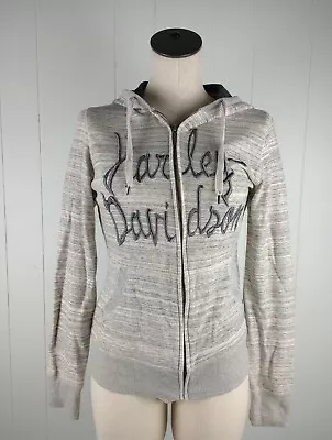 Womens Harley Davidson Zip-Up Hoodie Sweatshirt Gray Size M • £25.05