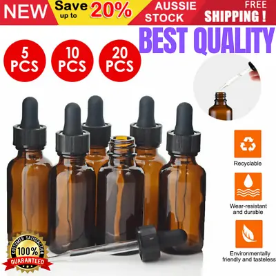 $31.75 • Buy Dropper Amber Glass Bottle Pipette Liquid Reagent Perfume Eye Essential Oils AU