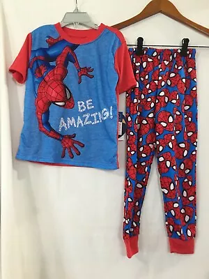 New SPIDER-MAN MARVEL Short Sleeve Pajamas Sleepwear Set Pants 2 Pc Boys XSS • $15.92