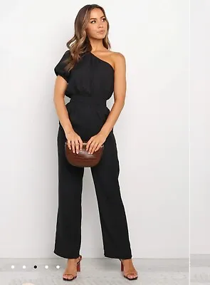 $9.60 • Buy Petal And Pup Womens One Shoulder Jumpsuit Size 8. Black-New Without Tags