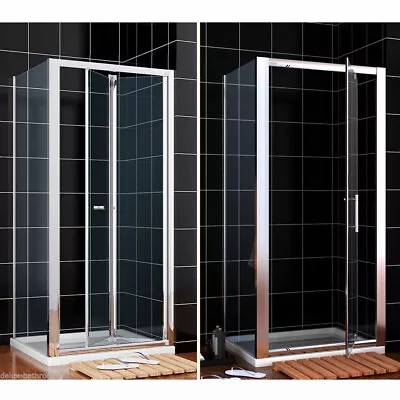 Shower Enclosure Bi Fold/Pivot Door Walk In Cubicle Glass Screen Panel And Tray • £121.99