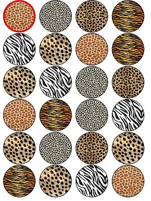 Animal Print Wild Pattern Edible Cupcake Toppers Wafer Or Icing X 24 • £5.91