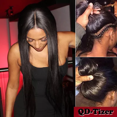 Synthetic Lace Front Wigs Black Women Yaki Straight Long Heat Resistant Fiber • $19.46