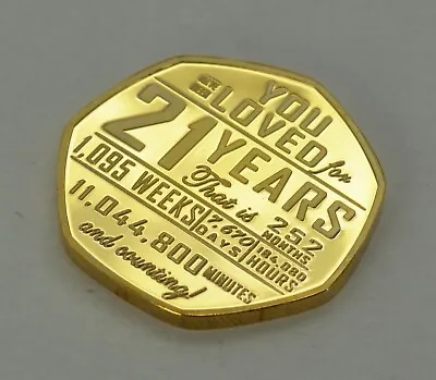 21st Birthday 24ct Gold Commemorative. Gift/Present 21 Years Congratulations • £7.99