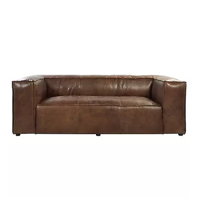 Brancaster Luxury Sofa Top Grain Leather Upholstered Couch 3 Seaters Retro Brown • $4200