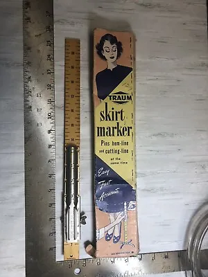 Vintage David Traum Skirt Marker Wood Ruler Sewing Tool With Box Incomplete USA • $5