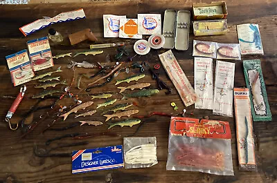 VTG Fishing Lure LOT Soft Plastics Tom Mann PFLUEGER Eagle Claw Shakespeare Worm • $99