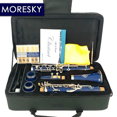 MORESKY Bb Clarinet 17 Keys Sib Klarnet Navy Blue Clarinete With Case E109 • $62.59