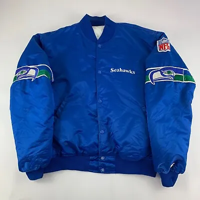 Seattle Seahawks NFL Vintage Blue Starter Bomber Jacket Mens XL • $131.99