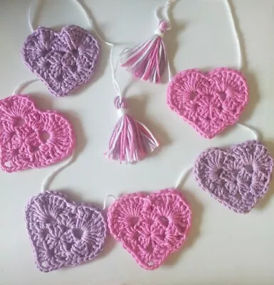 🩷 SALE Crochet Heart Bunting/Garland Handmade Gift 💜 • £5.50