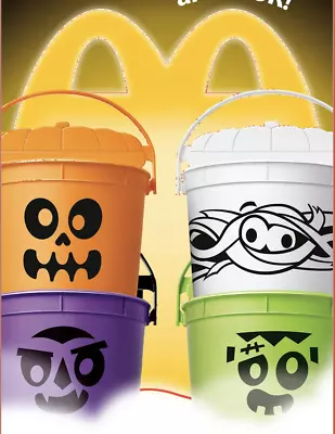 All 4 - 2023 McDonald's Halloween Bucket Pail Classic Boo Buckets Happy Meal • $14.99