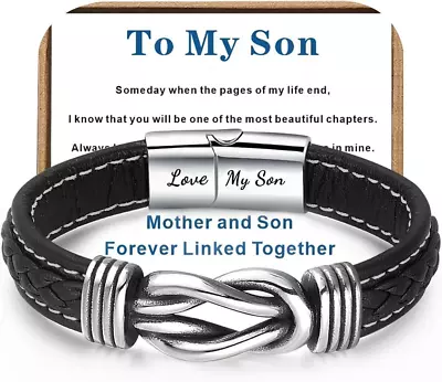 Infinity Bracelet For Men Dad Husband Boyfriend Son Grandson Brother Black Brown • $20.46
