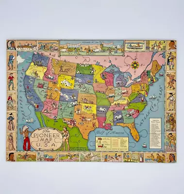 Platt & Munk Co. USA Puzzle Vintage 1939 Cowboys Western Natives 48 StatesA3 • $23.99