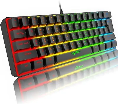 60% Wired USB Gaming Keyboard 61 Keys RGB Backlit Keycap For PC Laptop PS4 Xbox • £19.99