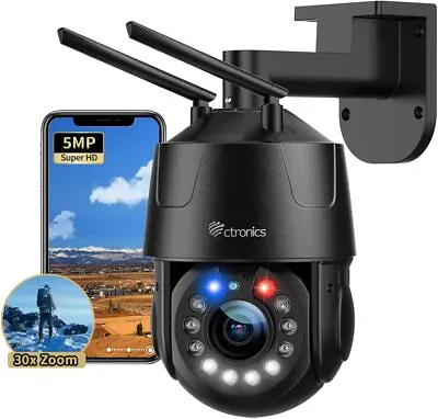 Ctronics 5MP 30X Optical Zoom Metal Security Camera WiFi Outdoor PTZ Camera BL • $133.72