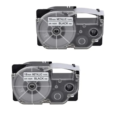 £13.19 • Buy 2PK Black On Metallic Tape Cartridge XR-18SR For Casio KL-120 EZ Label Printer