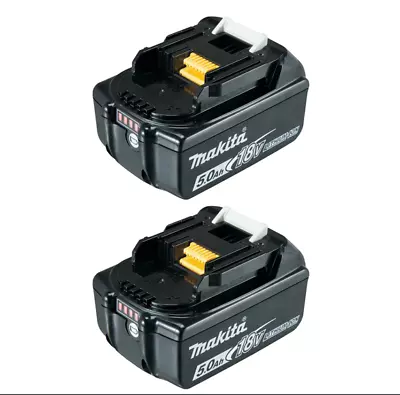 Genuine Makita 18v 5Ah BL1850B Twin Pack LXT Lithium-Ion Battery Indicator • £119.99