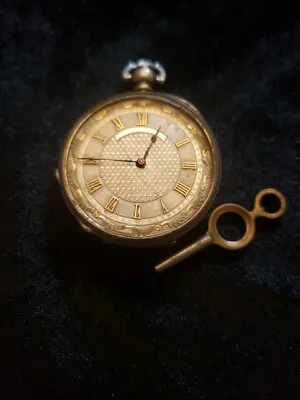 Stunning Mens 1800's Swiss Open Face Pocket Watch Key Wind Key Set Working Cond. • $155