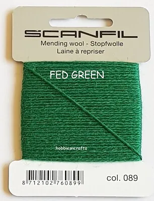 FED GREEN Scanfil Thread For Darning & Mending - 55% Wool 45% Nylon 15 Metres • £2.05