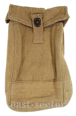 VINTAGE CANVAS WEBBING AMMO MAG KHAKI POUCH WW2 BRITISH ARMY MILITARY P37 MkIII  • $30