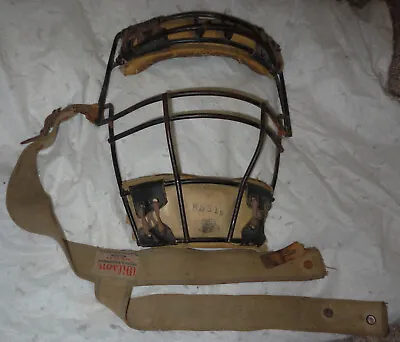 VINTAGE 1940's WILSON SPORTS EQUIPMENT CATCHERS MASK W351 Metal & Leather Nice! • $37