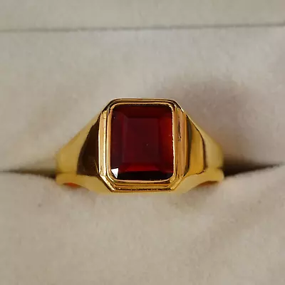 3.50 Ct AAA Natural Red Garnet Engagement Wedding Men's Ring In 14K Yellow Gold • $1447.49