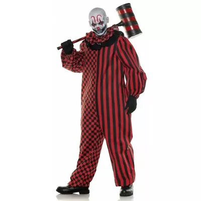 Underwraps Freakshow Checkered Striped Clown Adult Mens Halloween Costume 30256 • $39.99