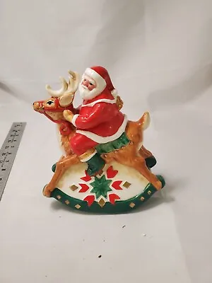 $30 • Buy  SCHMID  Joyful Jingles - Santa On Reindeer  Ceramic Musical 1995 Ret MIB RARE!!