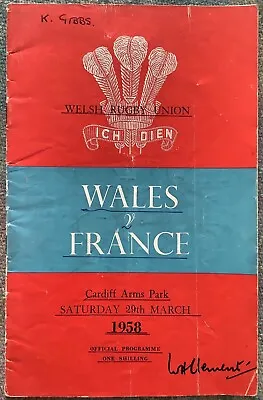 1958 WALES V FRANCE Programme  • £1.99