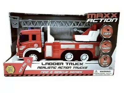  MAXX ACTION Realistic Action LADDER TRUCK Lights SOUNDS Rev Motor FIRE RESCUE • $10.96