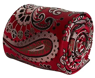 Red Paisley Classic Office Business Mens Neck-tie By Frederick Thomas Ties • £15.99