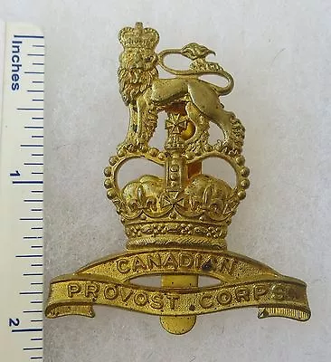 Post WW2 Vintage CANADIAN ARMY ROVOST CORPS CAP BADGE Queens Crown • $12.71