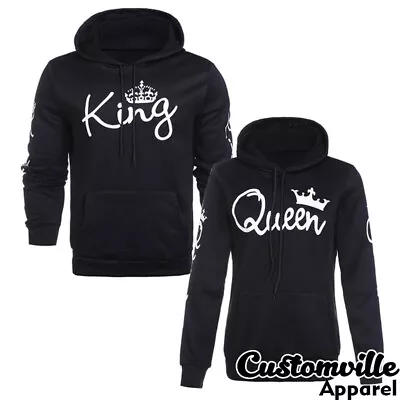 King Queen Matching Hoodies His Hers Couple Hoodie Valentines Anniversary Gift • $24.95