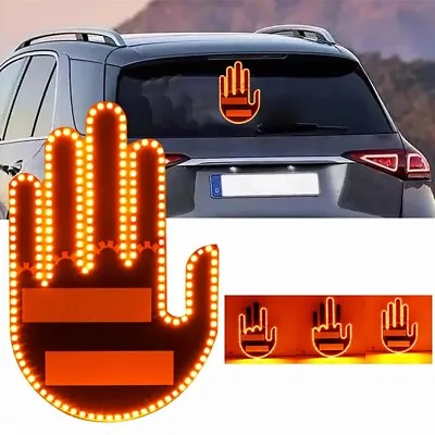 Universal Car Middle Finger LED Light Remote Gadgets Sign Funny Rear Windshield • $18.74
