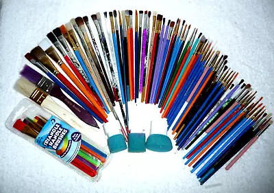 Assorted Lot 78 Artist Paint Brushes New & Used • $33.99