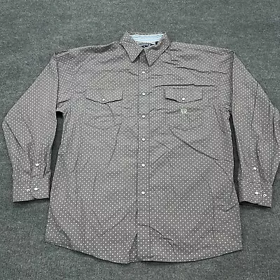 Panhandle Slim Shirt Mens L Gray Polka Dot Geometric Pearl Snap Long Sleeve • $17.95