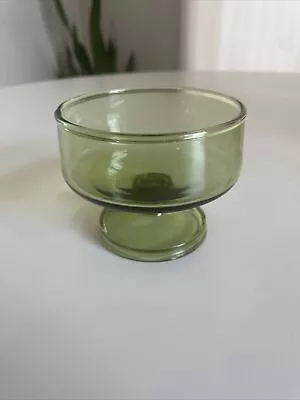Vintage Green Dessert Glasses Set Of 1 Pressed Glass Pedestal Foot MCM Sherbet • $7