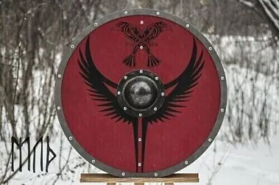 £117.60 • Buy Wooden Steel Medieval Shield LARP GIFT Viking Wooden Round Shield Armor 24 