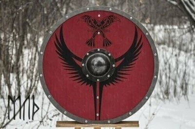 £117.60 • Buy Wooden Steel Medieval Shield LARP GIFT Viking Wooden Round Shield Armor 24 