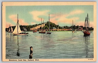 Holland Michigan - Scene At Macatawa Yacht Bay - Vintage Postcard - Unposted • $4.58