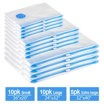 $5.98 • Buy 1/8/25 Vacuum Storage Bags Space Saver Hoover Compression For Travel Triple Seal