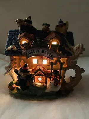 Vtg. Halloween Goblin Manor Hand Painted Lighted Porcelain Light Up House Spooky • $19.95