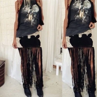 $275 • Buy Spell Designs Hanalei Crochet Skirt Black BNWT Vintage 