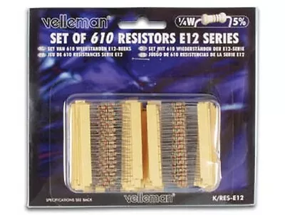 Velleman K/RES-E12 Pack Of 610 E12-Series Resistors New • $7.99