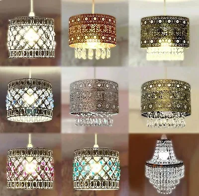 Moda Gem Ceiling Light Shade Chandelier Pendant Terri With Clear Acrylic Beads • £15.89
